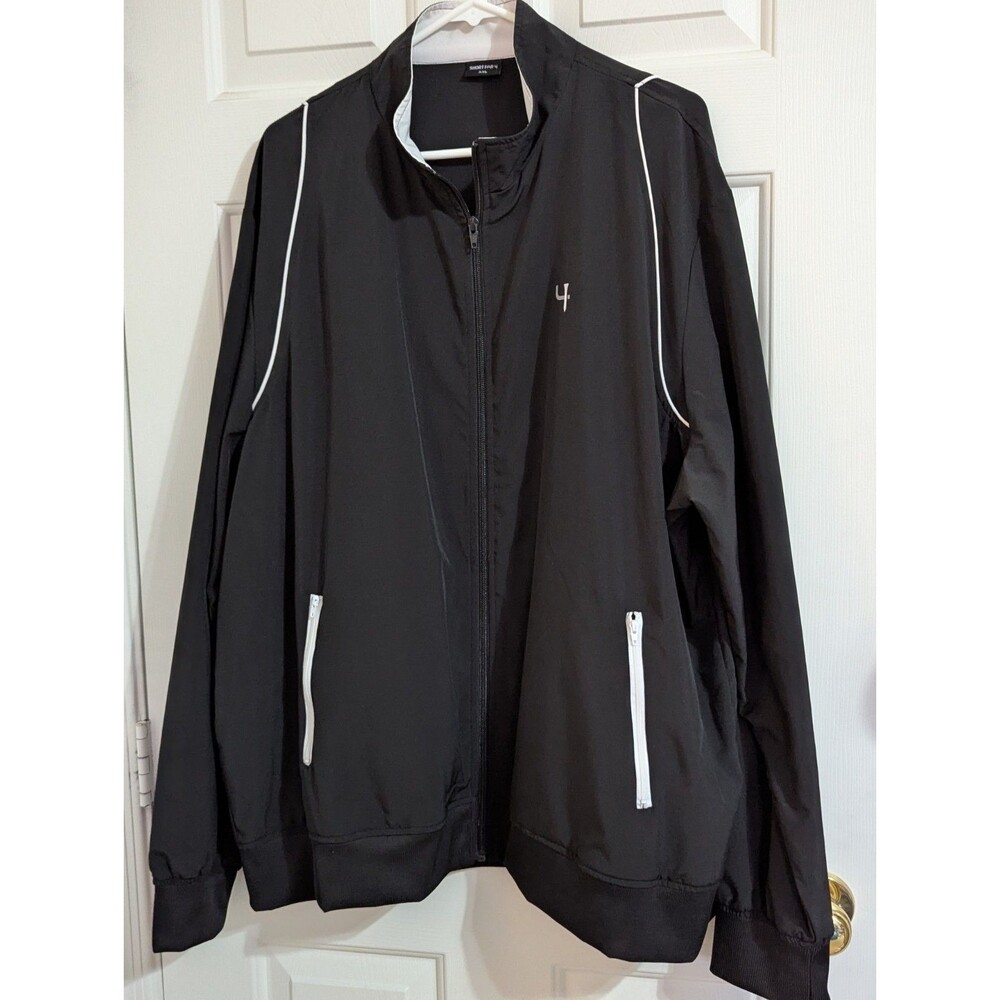 Short Par 4 Golf Jacket Windbreaker Mens XXL Black Full Zip Pockets Lightweight